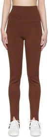 Victoria Beckham Vb Body Slit-hem Leggings In Brown