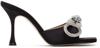 Mach&mach Double Bow Crystal-embellished Satin Mules In Black