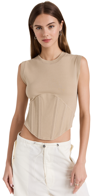 Dion Lee Beige Cotton Tank Top In Sand Dollar