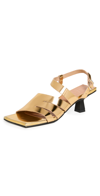 GANNI ASYMMETRIC METALLIC SANDALS