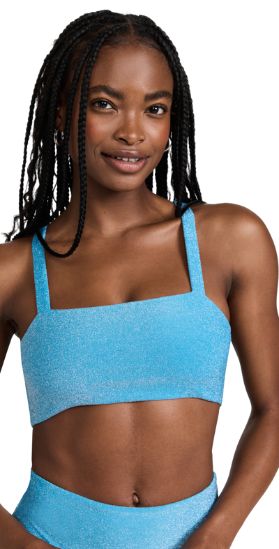 Mikoh Kano Metallic Flat Elastic Square Top In Lurex Bermuda