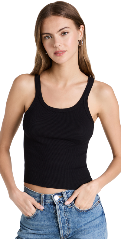 Re/done Cropped Ribbed Tank In Black