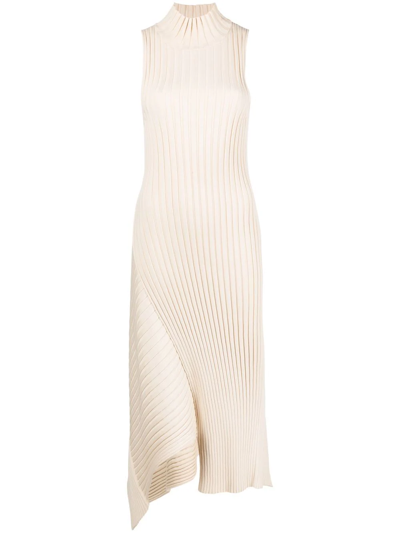 Stella Mccartney Asymmetric Knitted Sleeveless Dress In Cipria