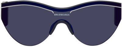 Balenciaga Bb0004s 010 Shield Sunglasses In Blue