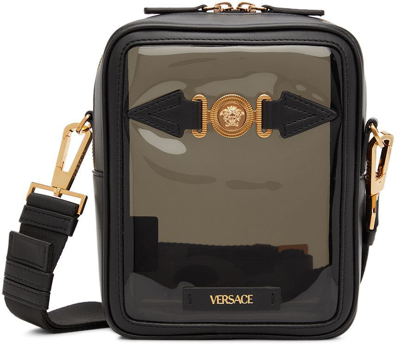 Versace Black Medusa Biggie Messenger Bag In 1e38v Fume
