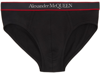Alexander Mcqueen Men's Unselvedge Cotton-stretch Logo Briefs In Black