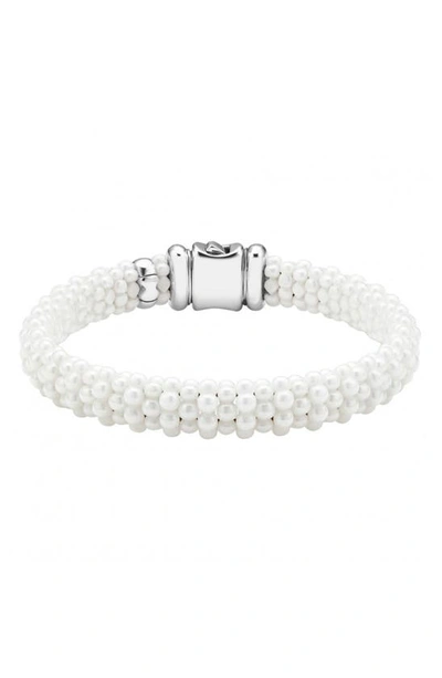 Lagos White Caviar Ceramic 18k Gold And Sterling Silver Bracelet