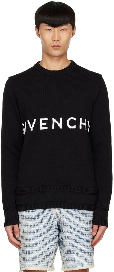Givenchy Men's Cotton Logo Crew Sweater In Black