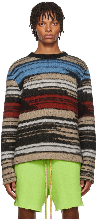 The Elder Statesman Mix N Marl Striped Cashmere Sweater In Neutrals