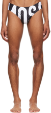 Moschino Logo Polyester-blend Swim Briefs In A1555 Fantasy Print