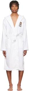 Moschino Mens White Branded Cotton-towelling Bathrobe Xl In A0001 White