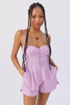 Urban Outfitters Uo Jessie Linen Romper In Lavender
