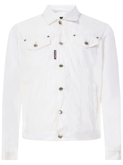 Dsquared2 Logo Patch Button Fastening Jacket In White
