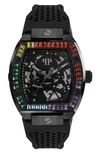 Philipp Plein The Hexagon Phantom Silicone Watch In Ip Black