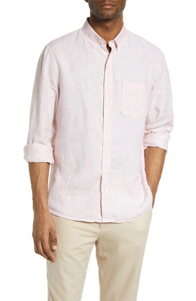 Nordstrom Trim Fit Stretch Cotton Button-upshirt In Pink Glass Bengal Stripe