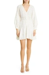 Veronica Beard Addilyn Long Sleeve Cotton Minidress In Off-white