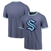 Majestic Threads Heathered Deep Sea Blue Seattle Kraken Ringer Contrast Tri-blend T-shirt In Navy