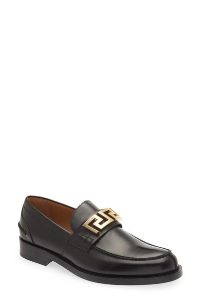 Versace Vitello Abrasivato Loafer In Black