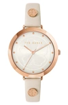 TED BAKER AMMY MAGNOLIA LEATHER STRAP WATCH, 37.5MM