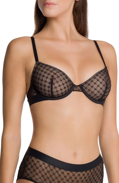 Wolford Sheer Logo Unlined Underwire Demi Bra In Black