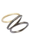 Armenta Old World Midnight Stacking Rings, Set Of Three In Gold