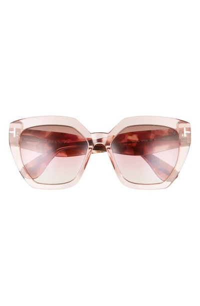 Tom Ford Phobe 56mm Square Sunglasses In Shiny Pink / Gradient Brown