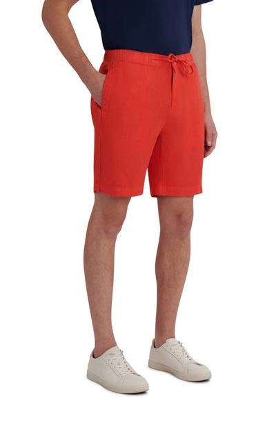 Bugatchi Drawstring Linen Shorts In Paprika