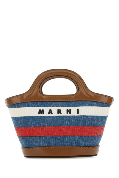 Marni Tropicalia Logo Embroidered Striped Tote Bag In Multi
