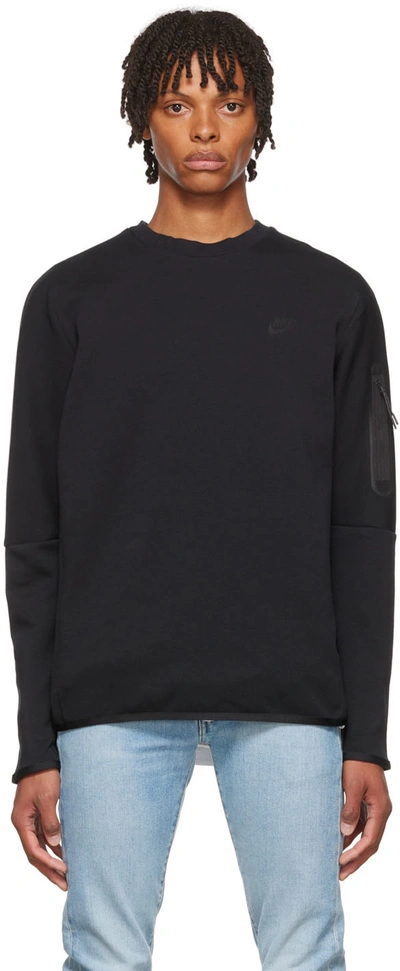Nike Sportswear Cotton-blend Tech Fleece Sweatshirt In Black/black