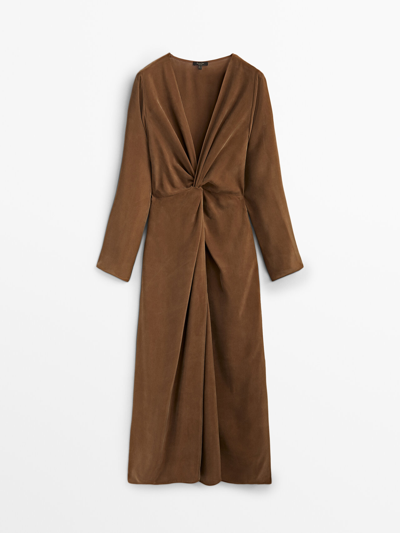 massimo dutti brown dress Jluxlabel Women's High Line Collar Maxi Dress