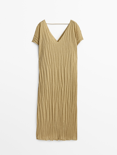 massimo dutti green pleated dress Massimo Dutti Pleated Tunic Dress In Pale Green