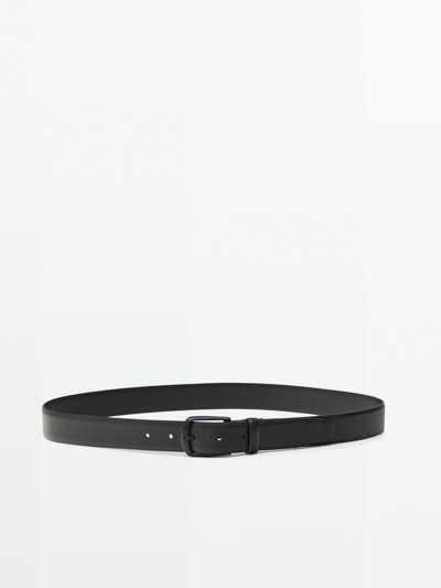 Massimo Dutti Double-buckle Black Leather Belt