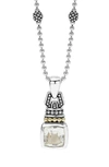 Lagos 18k Gold And Sterling Silver Caviar Color Pendant Necklace With White Topaz, 16 In White Topaz
