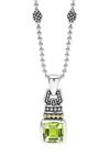 Lagos 18k Gold And Sterling Silver Caviar Color Pendant Necklace With Green Quartz, 16 In Green Quartz
