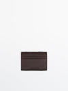 MASSIMO DUTTI TUMBLED LEATHER CARD HOLDER WITH CONTRAST INTERIOR