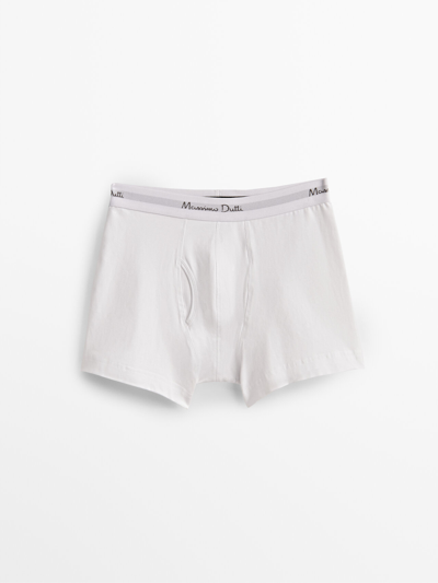 Massimo Dutti Cotton Boxer Shorts In Weiss