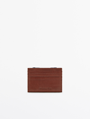 MASSIMO DUTTI TUMBLED LEATHER CARD HOLDER WITH CONTRAST INTERIOR