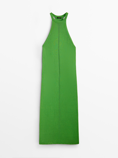 Massimo Dutti Knit Dress With Straps In Green Billiard | ModeSens