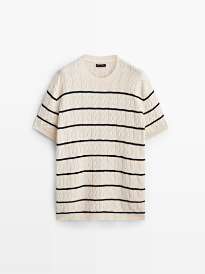 ★Massimo Dutti★ Striped 100% cotton t-shirt Striped 100% cotton T-shirt · Brown · T-shirts And Polo