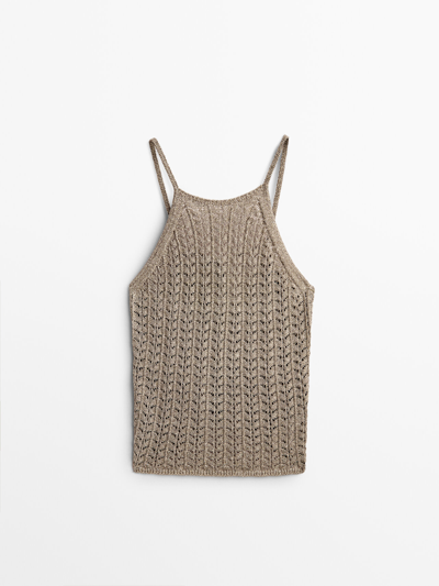 Massimo Dutti Strappy Crochet Top In Sand | ModeSens