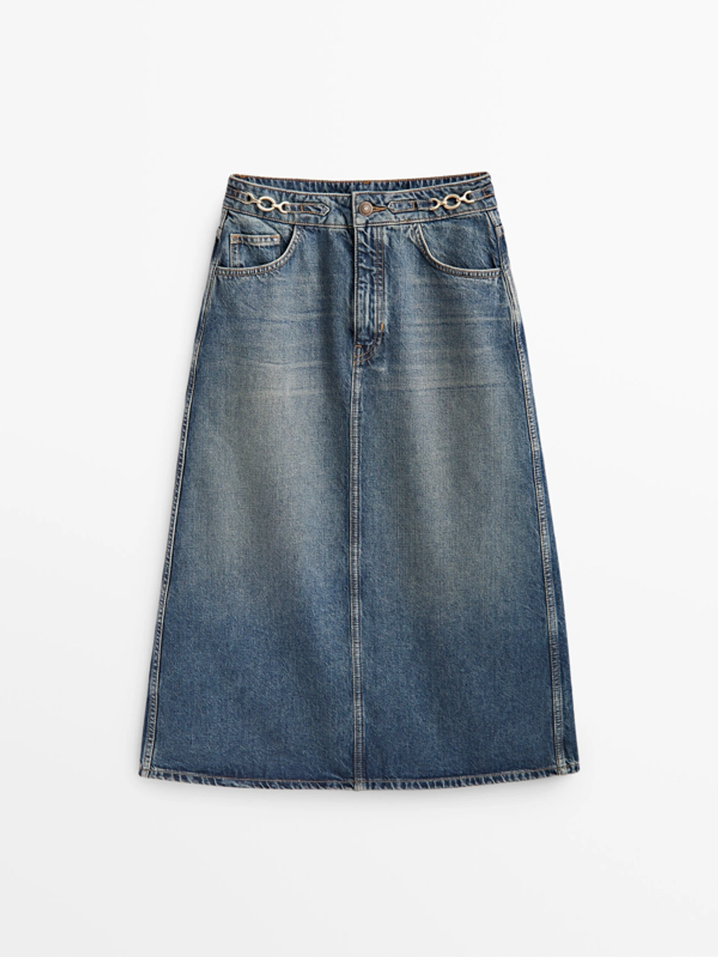 ★ Massimo Dutti★ Box pleated denim semi long skirt 052016 Massimo Dutti | Skirts | Nwt Massimo Dutti Dark Blue Denim