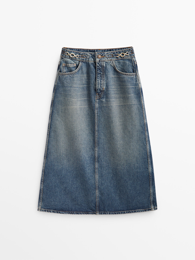 ◆Massimo Dutti◆ Unbalanced denim midi skirt ☆Massimo Dutti☆ Unbalanced denim midi skirt Cotton denim