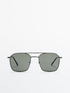 MASSIMO DUTTI SQUARE SUNGLASSES WITH METAL FRAME