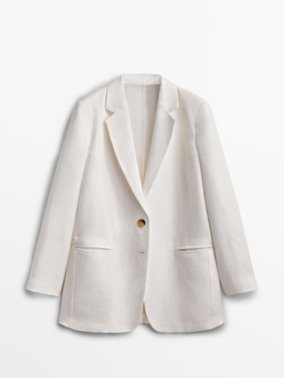 Massimo Dutti 100% Linen Blazer In White | ModeSens
