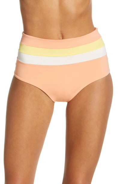 L*space Portia Reversible High Waist Stripe Bikini Bottoms In Crm/ Led/ Tgy