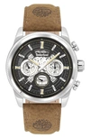 Timberland Hadlock Multifunction Leather Strap Watch, 46mm In Tan/beige