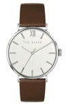 TED BAKER PHYLIPA GENTS LEATHER STRAP WATCH, 43MM