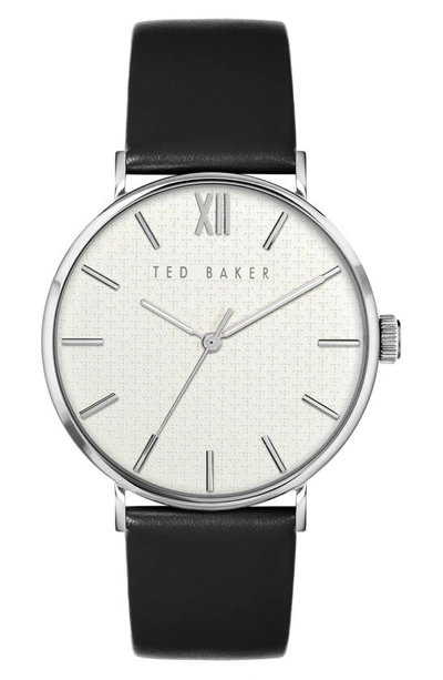 Ted Baker Men's Phylipa Black Leather Strap Watch 43mm