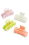 Tasha Assorted 4-pack Rectangular Jaw Clips In Blush Lilac Green Mint