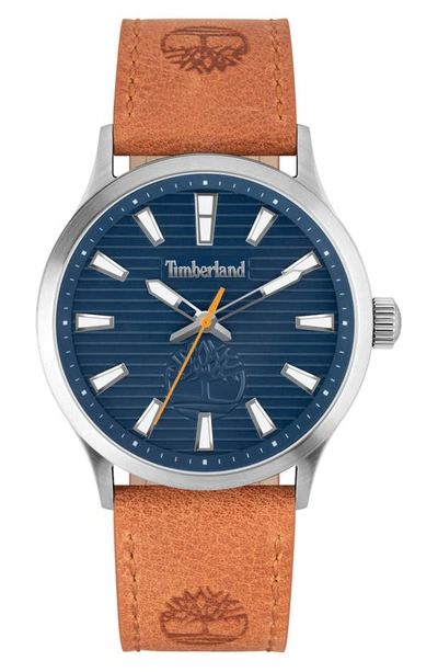 Timberland Trumbull Leather Strap Watch, 45mm In Brown